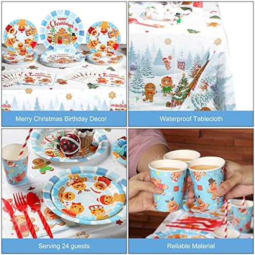 194 Pcs Christmas Party Tableware Set for 24 Guests