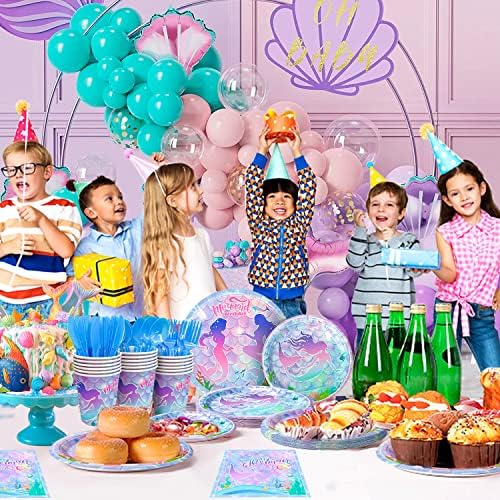 Mermaid Party Supplies Set 113pcs for 16 Guests