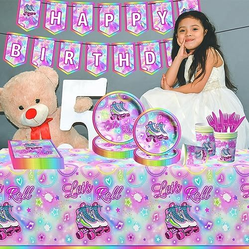 142Pcs Roller Skating Birthday Tableware Set