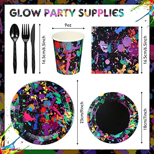 Baderke Neon Party Supplies for 36 Guests