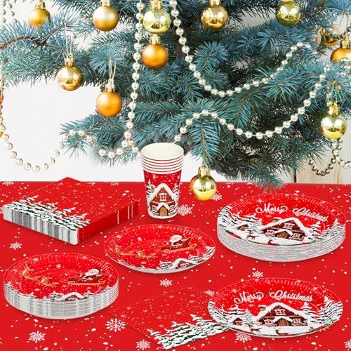 Christmas House Party Paper Plates Napkins Tableware Set