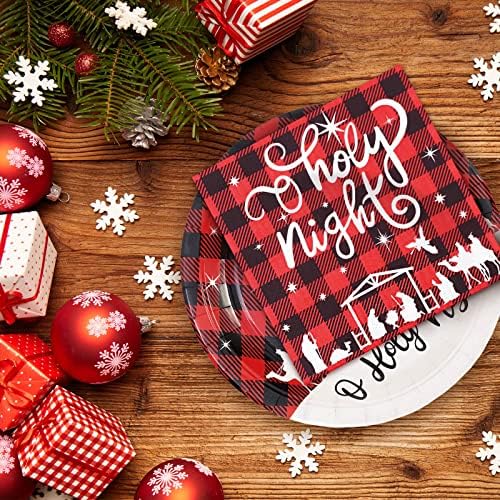 Whaline 100Pcs Christmas Tableware Set for Holiday Parties