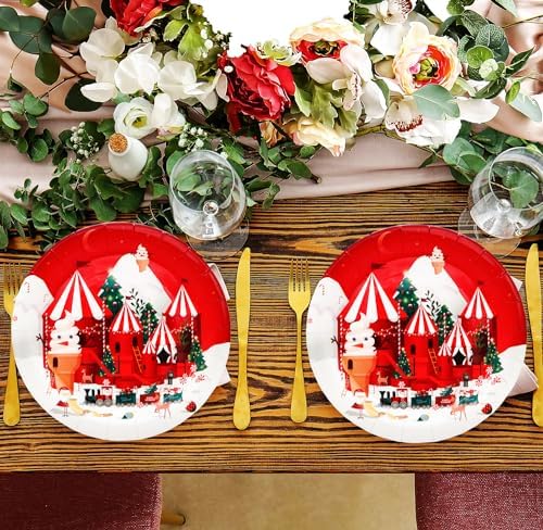 GOGUOGOFA 50Pcs Christmas Tree Paper Plates