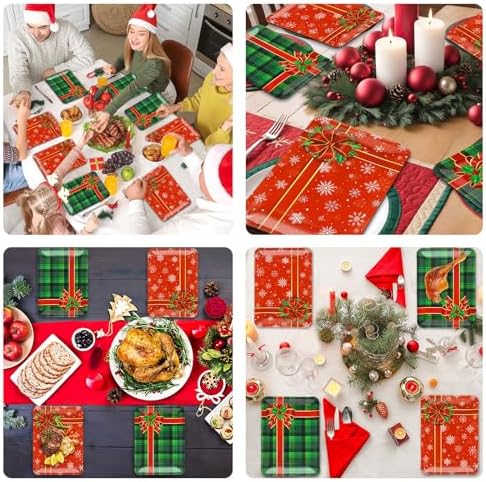 50 Count Christmas Disposable Plates with Gift Box Design