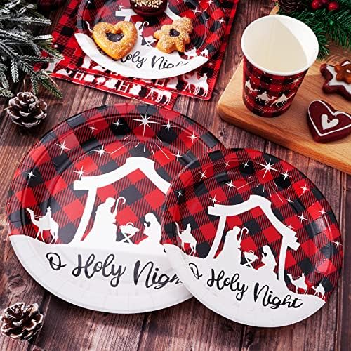 Whaline 100Pcs Christmas Tableware Set for Holiday Parties