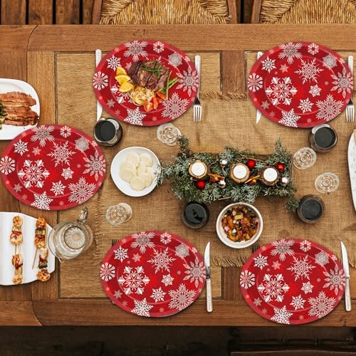 ZOIIWA 50 Pcs Christmas Snowflake Paper Plates 11x9 Inch