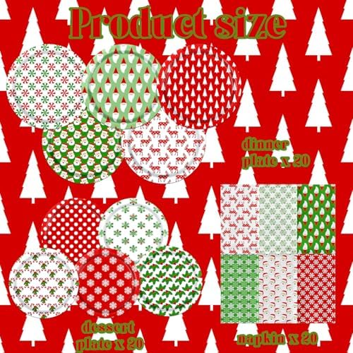 Multicolour Christmas Plates and Napkins Set