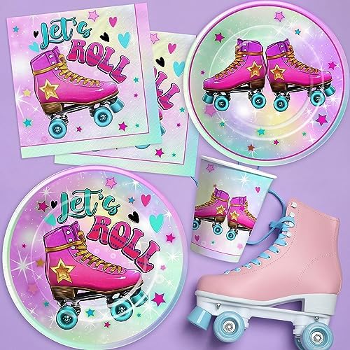 Roller Skate Birthday Party Supplies Set for 24
