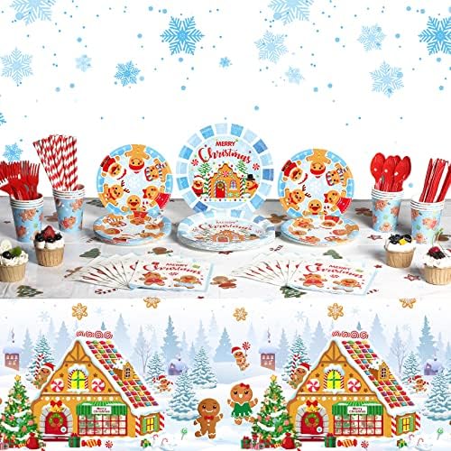 194 Pcs Christmas Party Tableware Set for 24 Guests