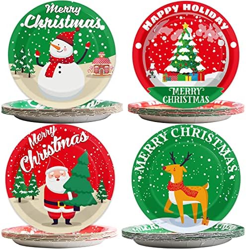 Chiazllta 48 PCS Christmas Party Paper Plates