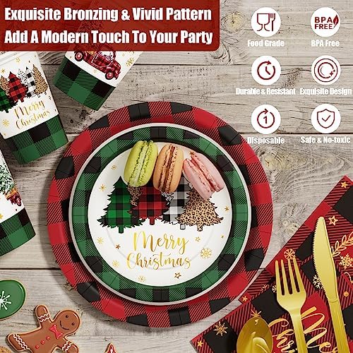 Christmas Party Decorations - 175 PCS Disposable Dinnerware Set