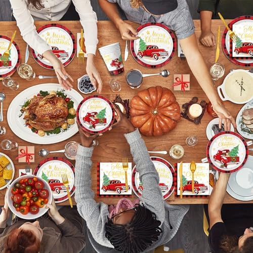 Oigco Christmas Truck Dinnerware Set for 24 Guests