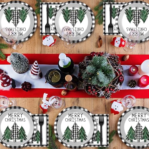 100PCS Christmas Paper Plates and Napkins Set for 25 Guests