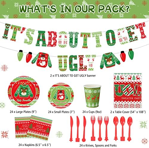 Tiamon 172 Christmas Ugly Sweater Decorations Party Set