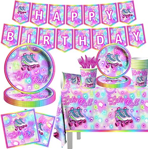 142Pcs Roller Skating Birthday Tableware Set