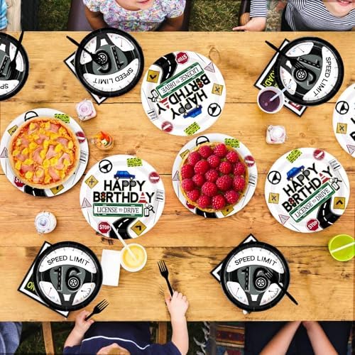 200Pcs Drivers License 16th Birthday Party Plates Napkins Set