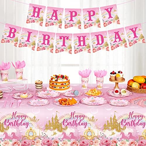 172 Pcs Princess Birthday Party Decor Set Serves 24