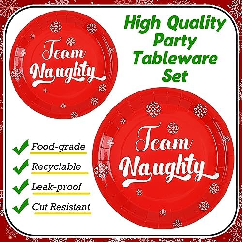 Sliner 192 Pcs Christmas Naughty Nice Party Tableware Set