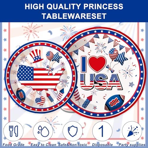 123 Pcs 4th of July Party Supplies Set for 20 Guests