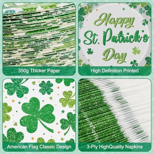 150 Pcs St Patricks Day Plates and Napkins Set