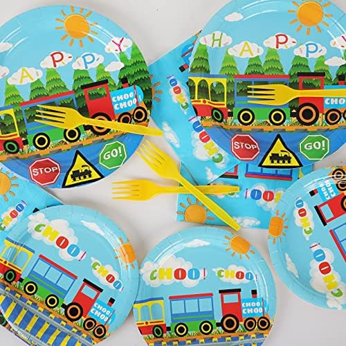 Train Birthday Party Plates and Napkins Set