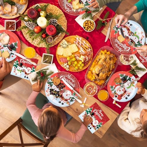 OTTPOOM 100 Piece Christmas Party Tableware Set