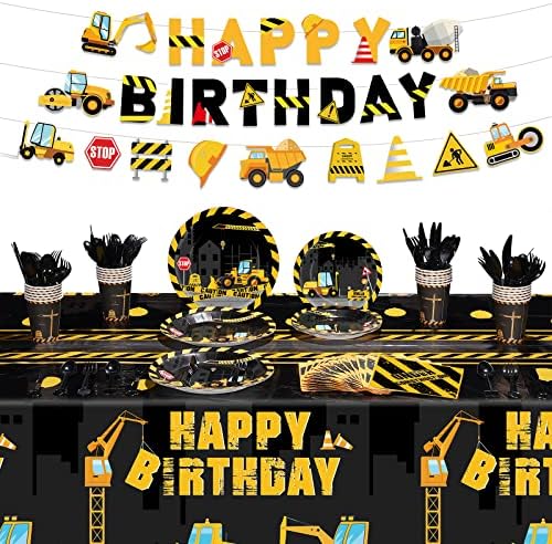 173 Pcs Construction Birthday Party Supplies for 24 Guests