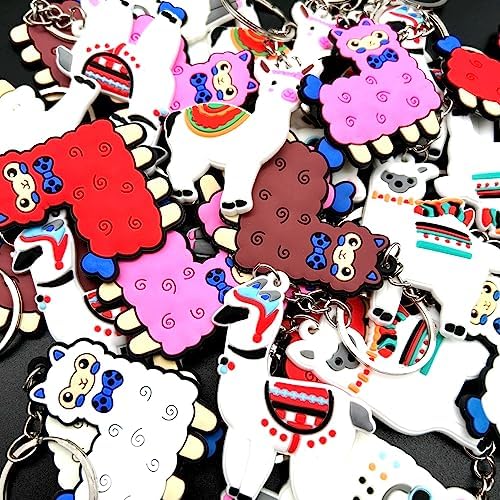 JZK 32 Pcs Cute Alpaca Keyring Set for Kids