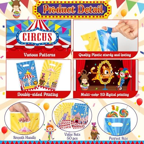 Carnival Circus Party Favor Bags 150Pcs Animal Themed Treat Gift Bags