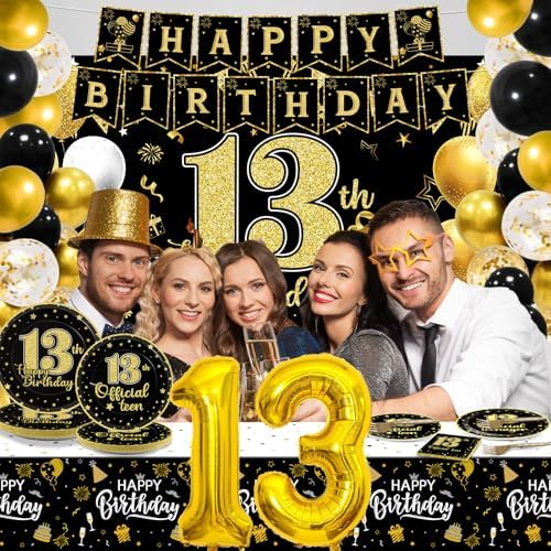 145 Pcs 13th Birthday Party Supplies for 24 Guests