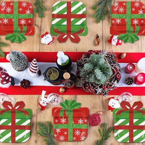 50 Count Christmas Paper Plates Snowflake Design Gift Boxes