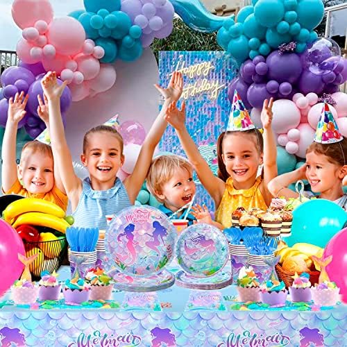 Mermaid Party Supplies Set 113pcs for 16 Guests