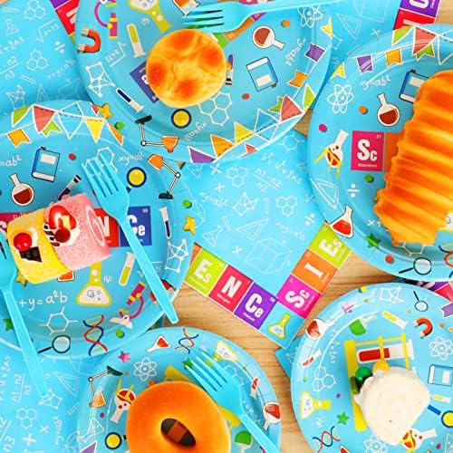 Wiooffen 96 Pcs Science Party Tableware Set