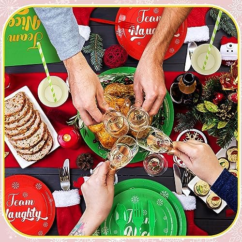Sliner 192 Pcs Christmas Naughty Nice Party Tableware Set