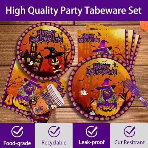 Halloween Party Decor Tableware Set 140Pcs