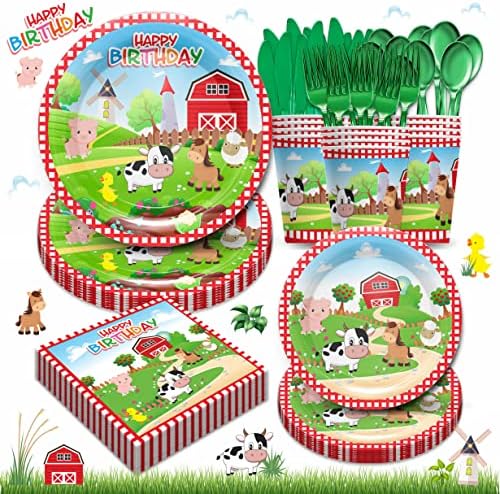 Farm Animal Party Tableware Set for 24 Guests