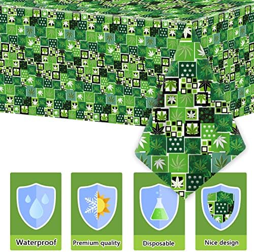 Gisgfim 98 Pcs Weed Themed Party Supplies Plates Tablecloth Decorations