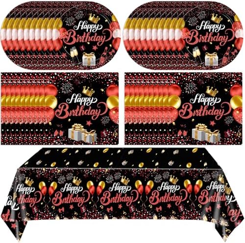 Red and Black Birthday Decorations Set for 20 Guests