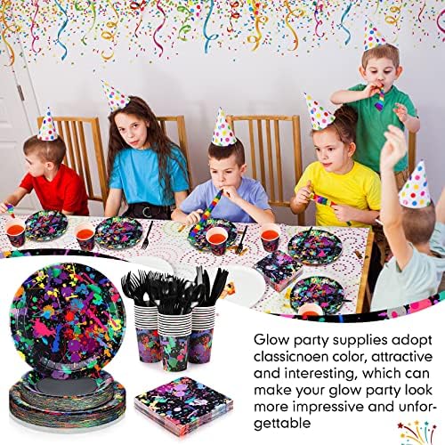 Baderke Neon Party Supplies for 36 Guests