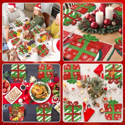 50 Count Christmas Paper Plates Snowflake Design Gift Boxes