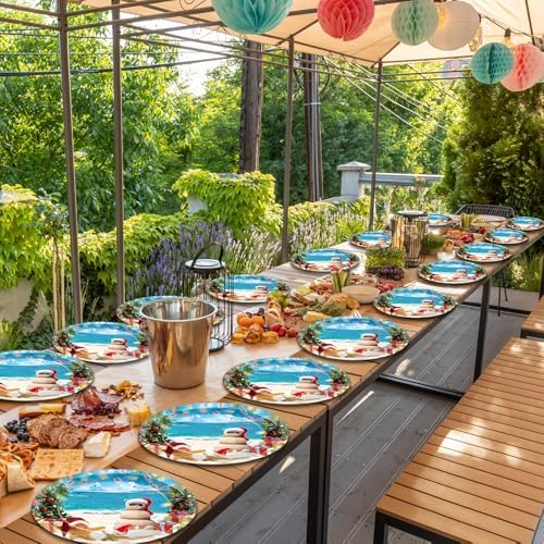 50 Pcs Tropical Christmas Oval Plates for Party