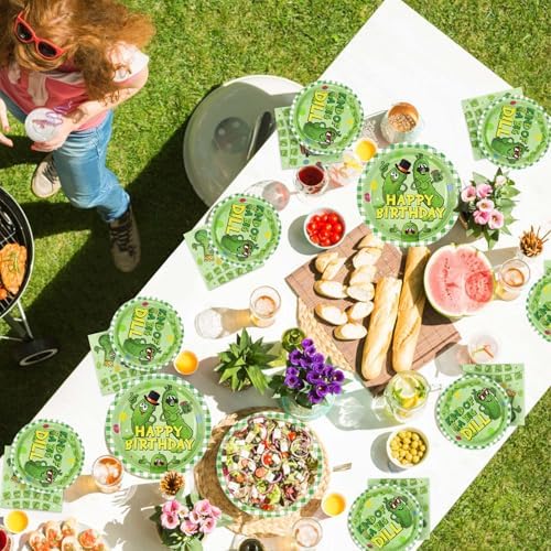 96 Pcs Funny Pickle Birthday Party Plates and Napkins Set
