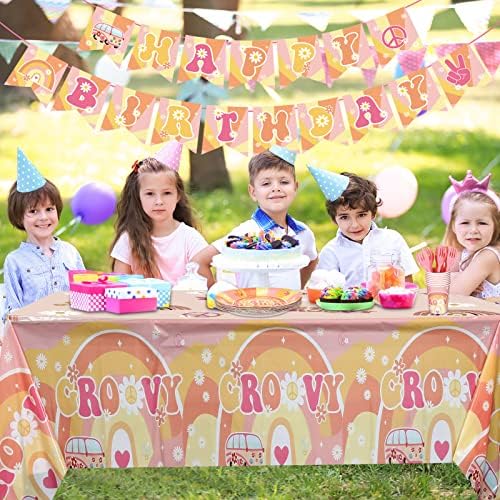189 Pcs Groovy Retro Boho Birthday Tableware Set