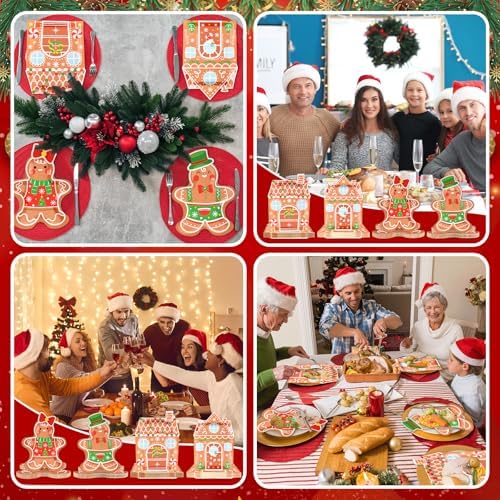 48 Count Christmas Gingerbread Plates Set for Party Decorations