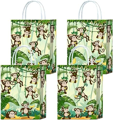 Tyndallrays 16 Piece Monkey Goodie Bags for Birthday Party Supplies