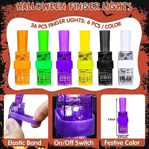 Bamamon Halloween Party Favors 36Pcs LED Light Up Finger Lights