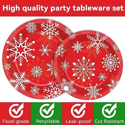 ZOIIWA 200 PCS Christmas Theme Disposable Plates Napkins Forks Set