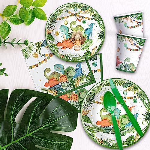 Dinosaur Party Supplies - 24 Piece Tableware Set