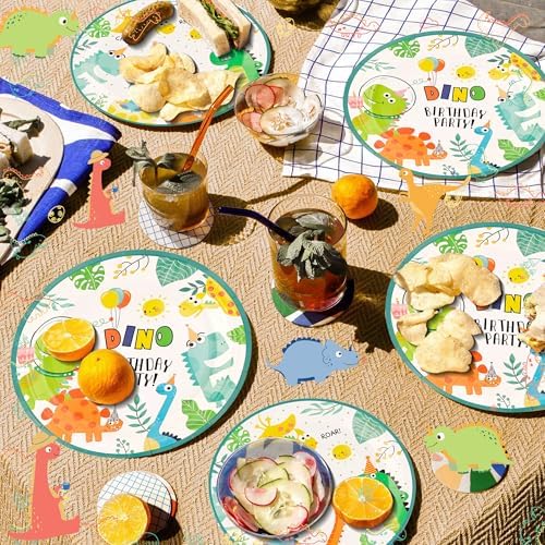 CANREVEL 96 PCS Dinosaur Party Plates Set