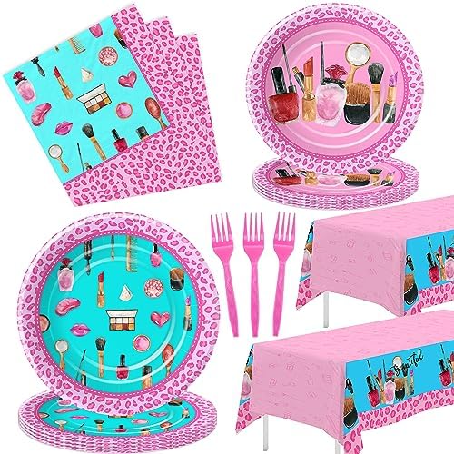 HIPVVILD Spa Party Tableware Set for Girls 24 Pieces